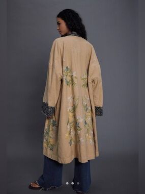 Free People Henlow Embroidered Duster in Yellow